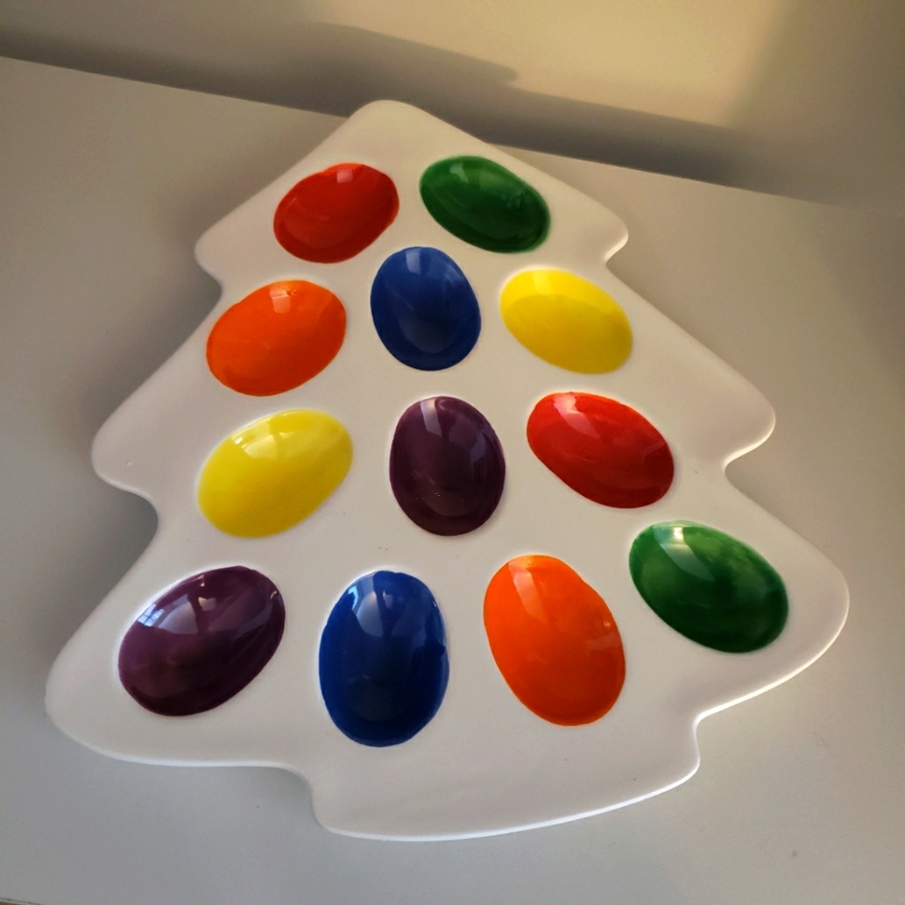 Vintage Enesco Ceramic Deviled Egg Plate Christmas Tree